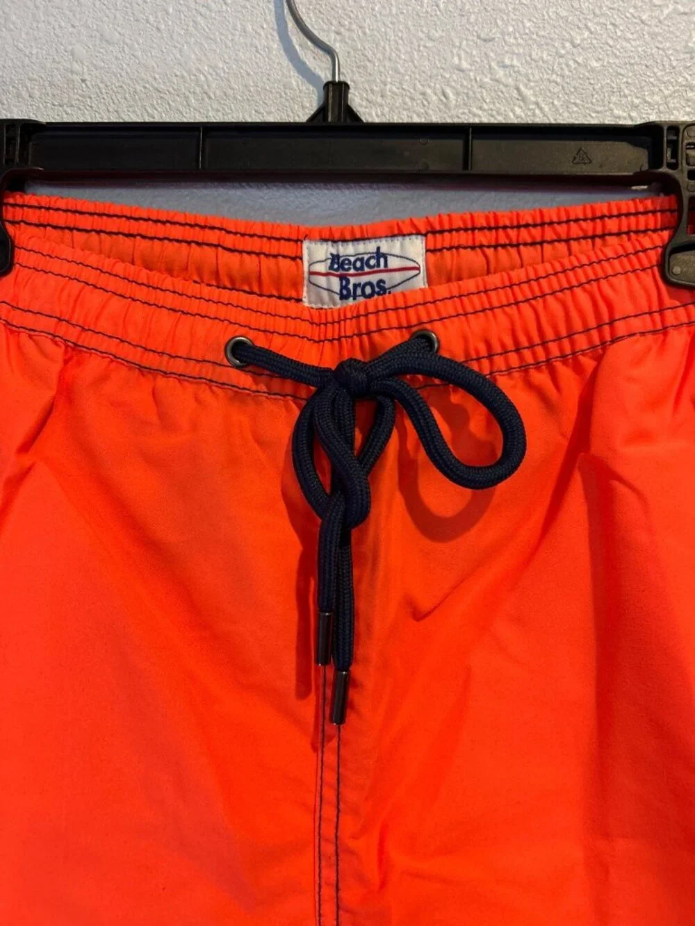 Beach Bros. Men's LARGE  Swim Trunks Brief Lined electric Red Neon Orange